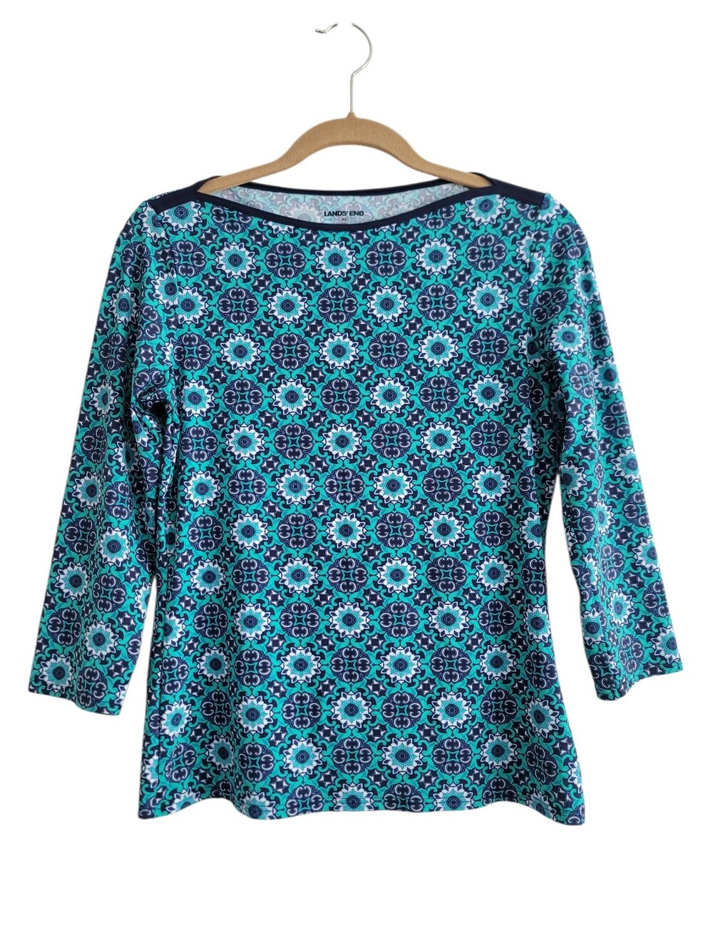 Lands' End XS UPF Sun Protection Long Sleeve Rashguard Medallion Print Swim